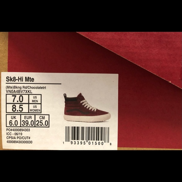 Vans Sk8-Hi (Mte) “Biking Red/Chocolate Torte” - Picture 7 of 10